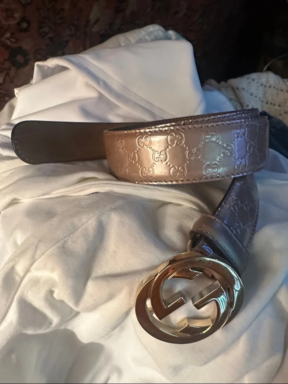 Gucci Pink Guccissima leather Interlocking GG Belt